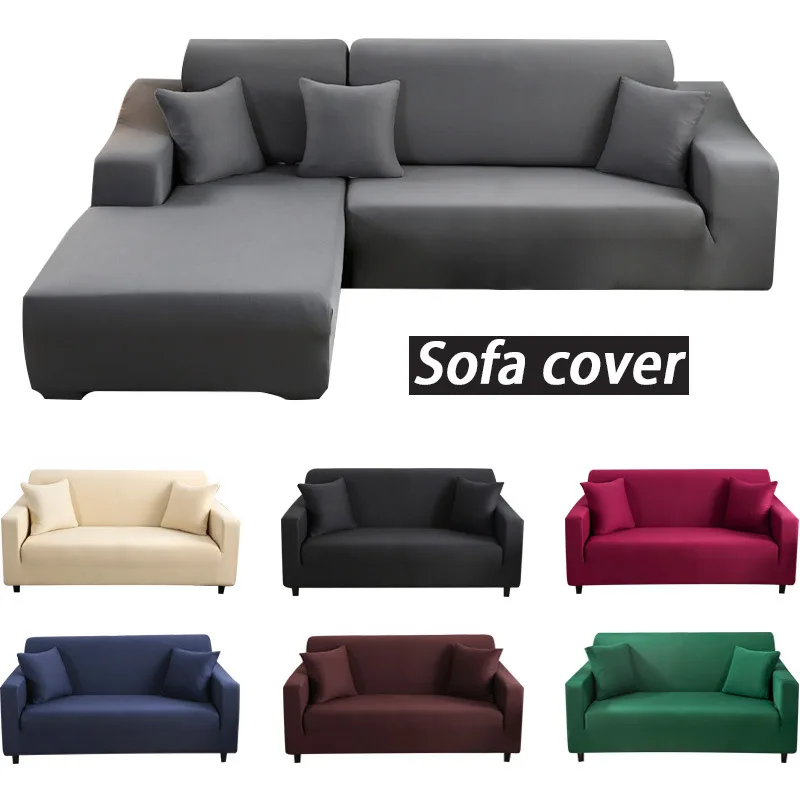 

Sofa Covers for Living Room Elastic Solid Corner Couch Cover L Shaped Chaise Longue Slipcovers Chair Protector 1/2/3/4 Seater