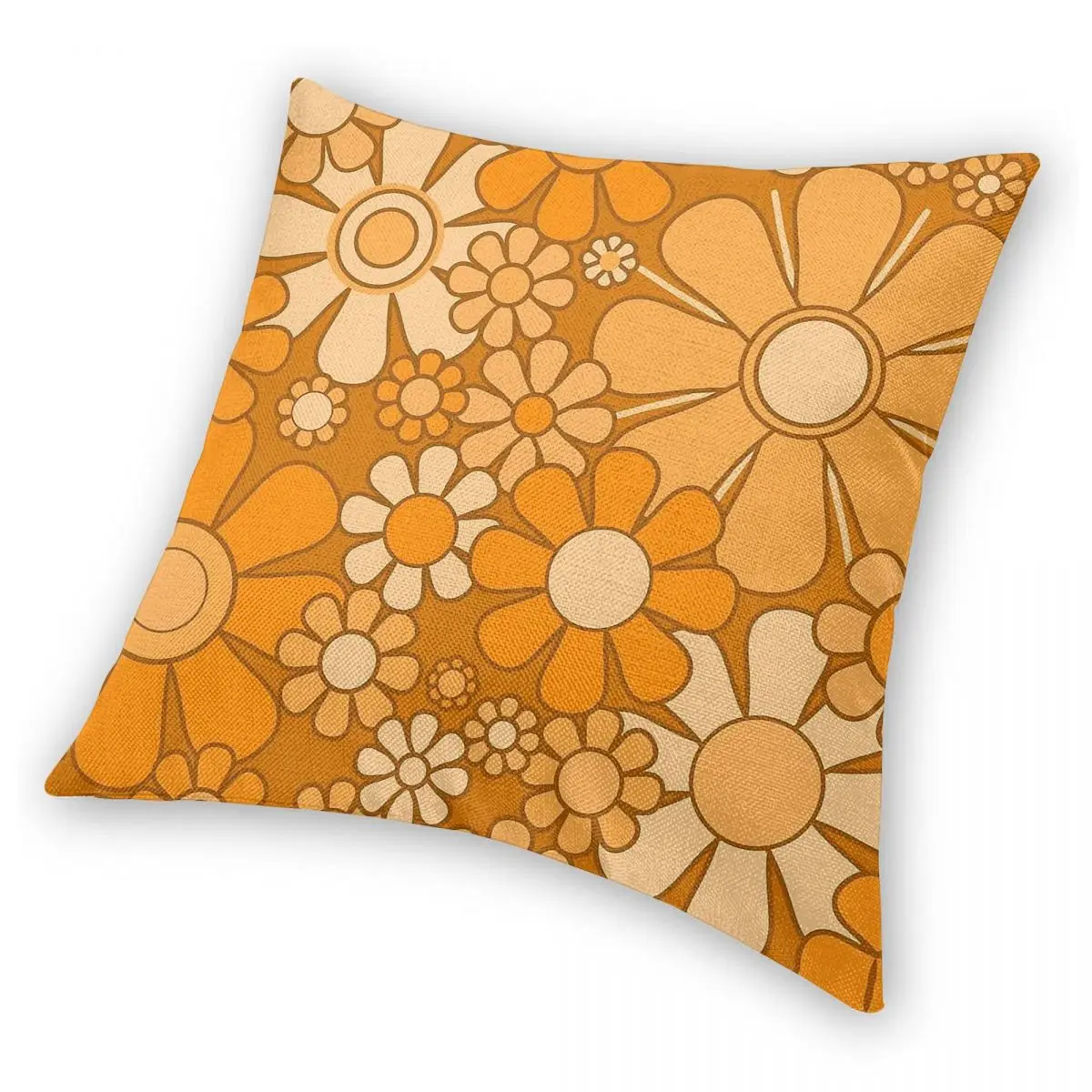 Наволочка квадратная Sunny Orange Marigold Ochre из полиэстера, льна и бархата с узором, на молнии, декоративная, для подушки, чехол для кровати (art.: 3920da4cc291c) - 3920da4cc291c