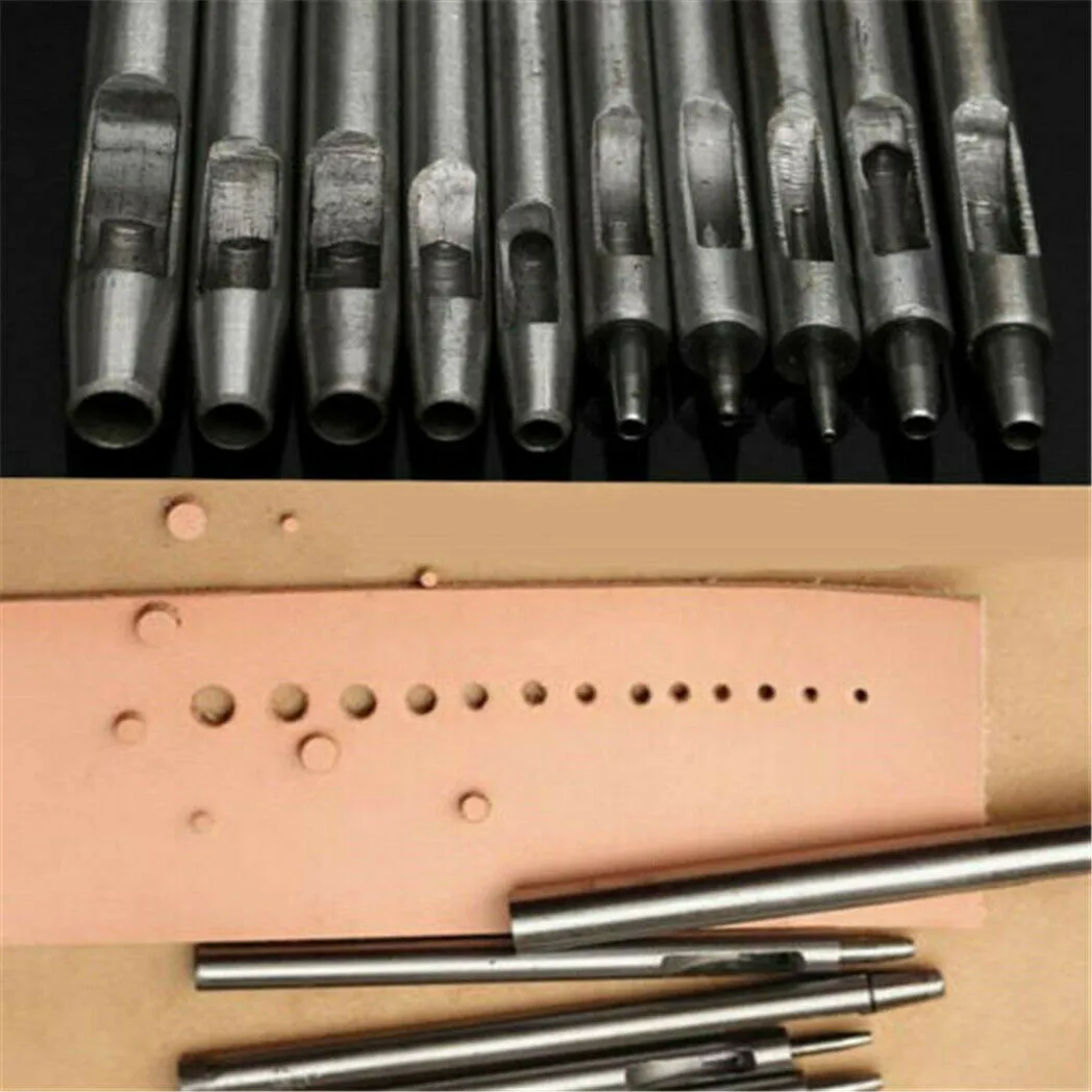 

10 Pcs Of Leather Tools Steel Puncher Leather Round Hollow Hole Punch Working Tools For Any Custom Leather Works Hand Tools
