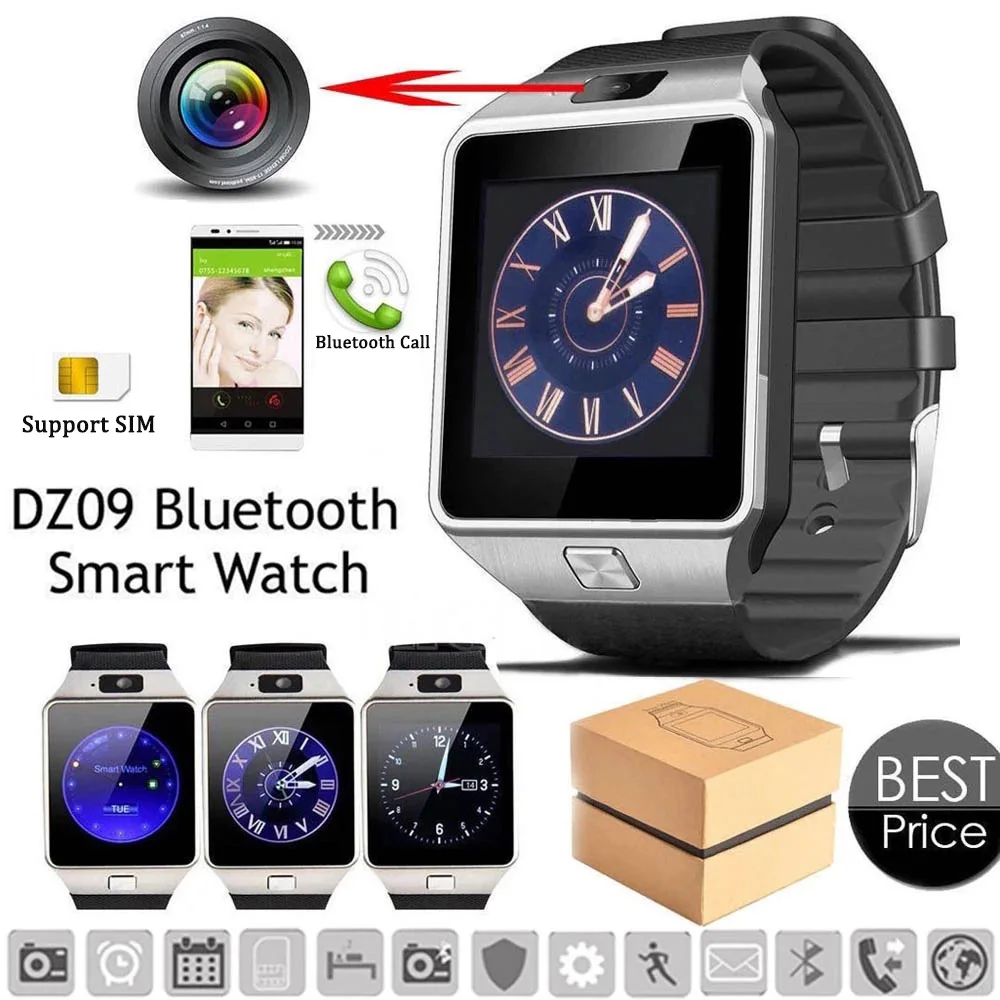 Поддержка SIM-карты умные часы Bluetooth DZ09 поддержка нескольких языков спортивный