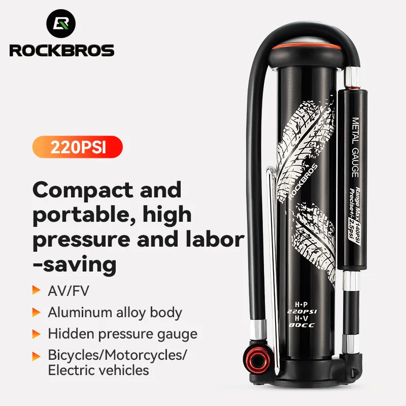 

Велосипедный насос ROCKBROS, портативный ручной мини-насос для накачки шин, 220psi, AV/FV, для горных велосипедов, дорожных велосипедов
