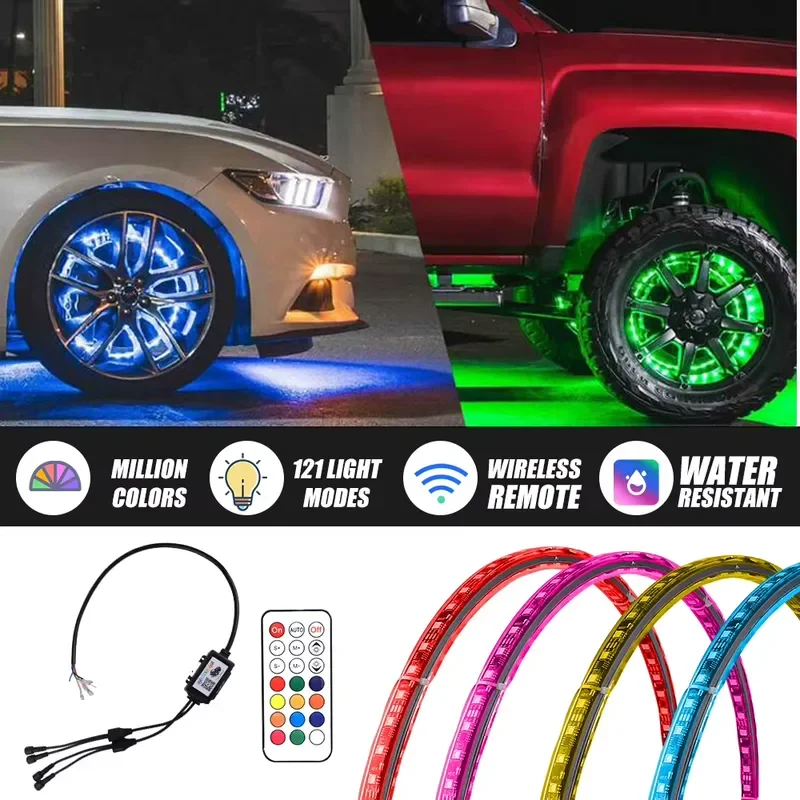 Фото LOYO RGB Запасной стоп-сигнал с двойным кольцом, третий светодиодный фонарь для задних колесных дисков, третий задний фонарь для Jeep Wrangler JK JL/JLU 2018+ №2