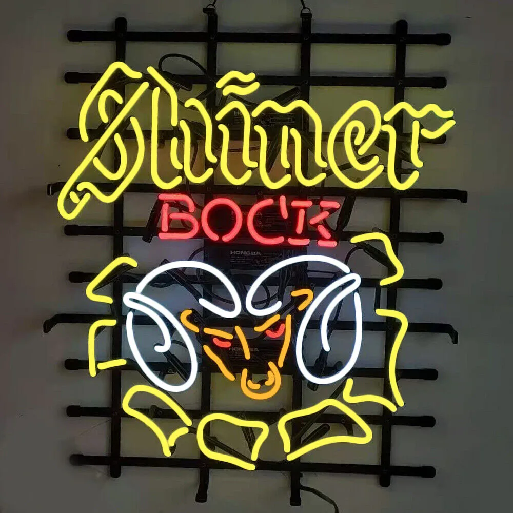 

Shiner Bock Beer Neon Light Sign Custom Handmade Real Glass Tube Firm Bar Store Advertise Wall Decor Display Lamp Gift 20"X24"