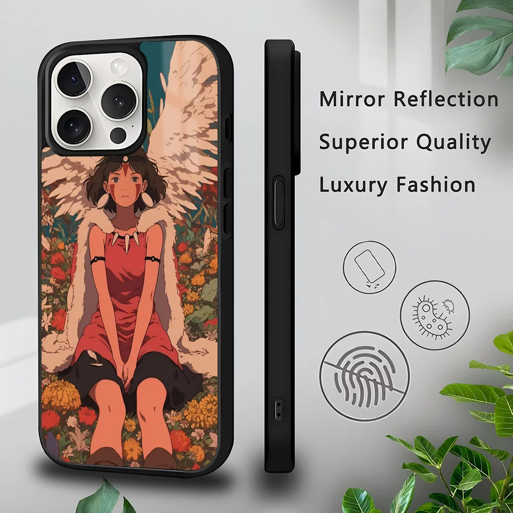 P-Princess M-MononokeS Phone Case For IPhone 16 15 14 13 Pro Max 11 Mini Alex Mirror Magsafe Wireless Charging Cover