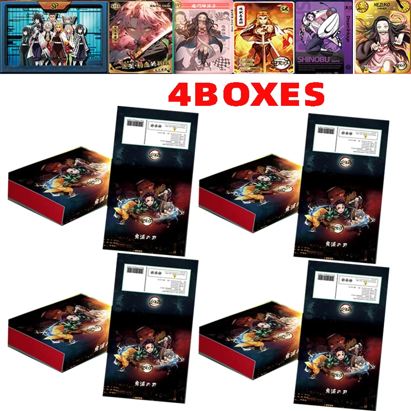 

Wholesale 4boxes Demon Slayer Collection Card Kimetsu No Yaiba Tcg Game Anime Family Table Playing Box Card Toy Children Gift