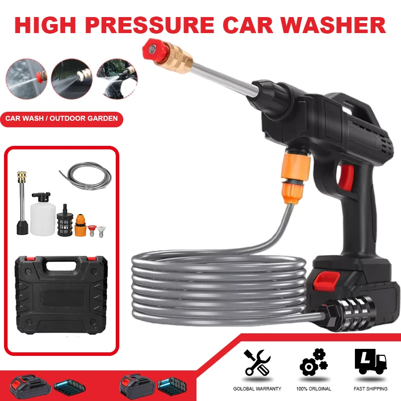 Беспроводной мойщик высокого давления для автомобилей, 21 в, распылитель воды, портативная мойка, 30 бар, мойщик высокого давления, Очистительная Машина, 30000 мАч