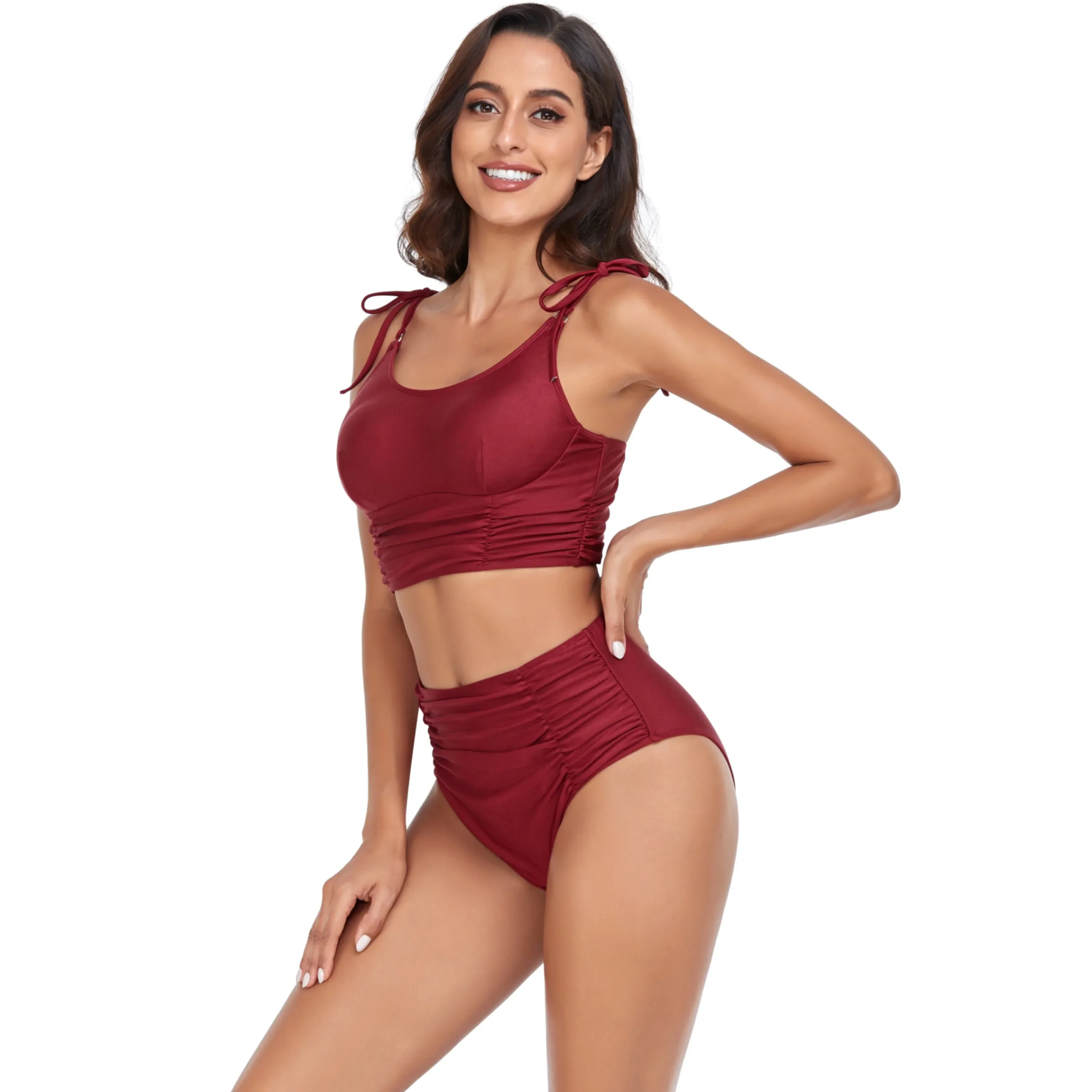 Бикини пуш-ап женское из 2 предметов с высокой талией и эффектом