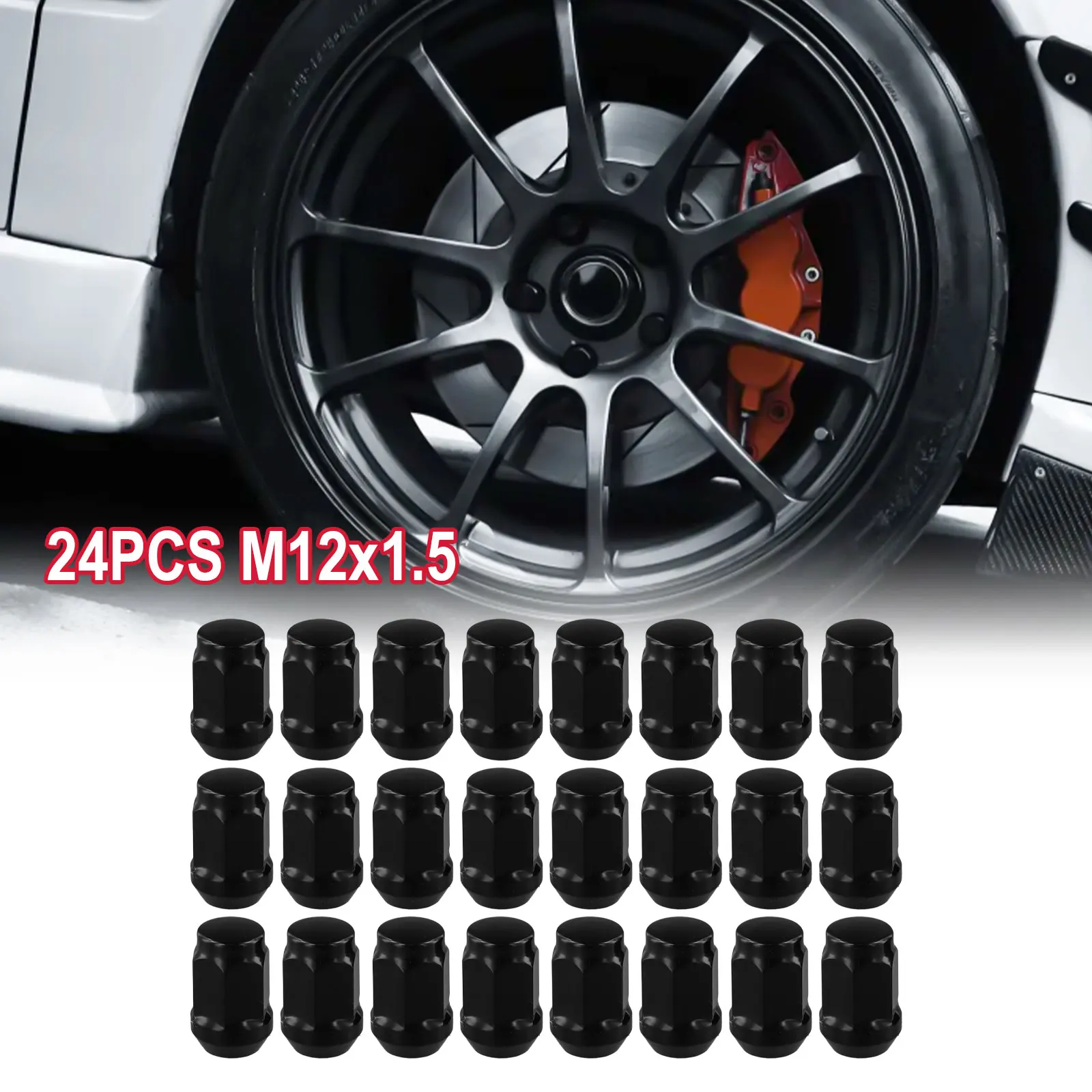 

24 шт. M12x1,5 стальные черные колесные гайки черный наконечник гайки гнездо для LandCruiser Prado для Ford аксессуары для автомобилей