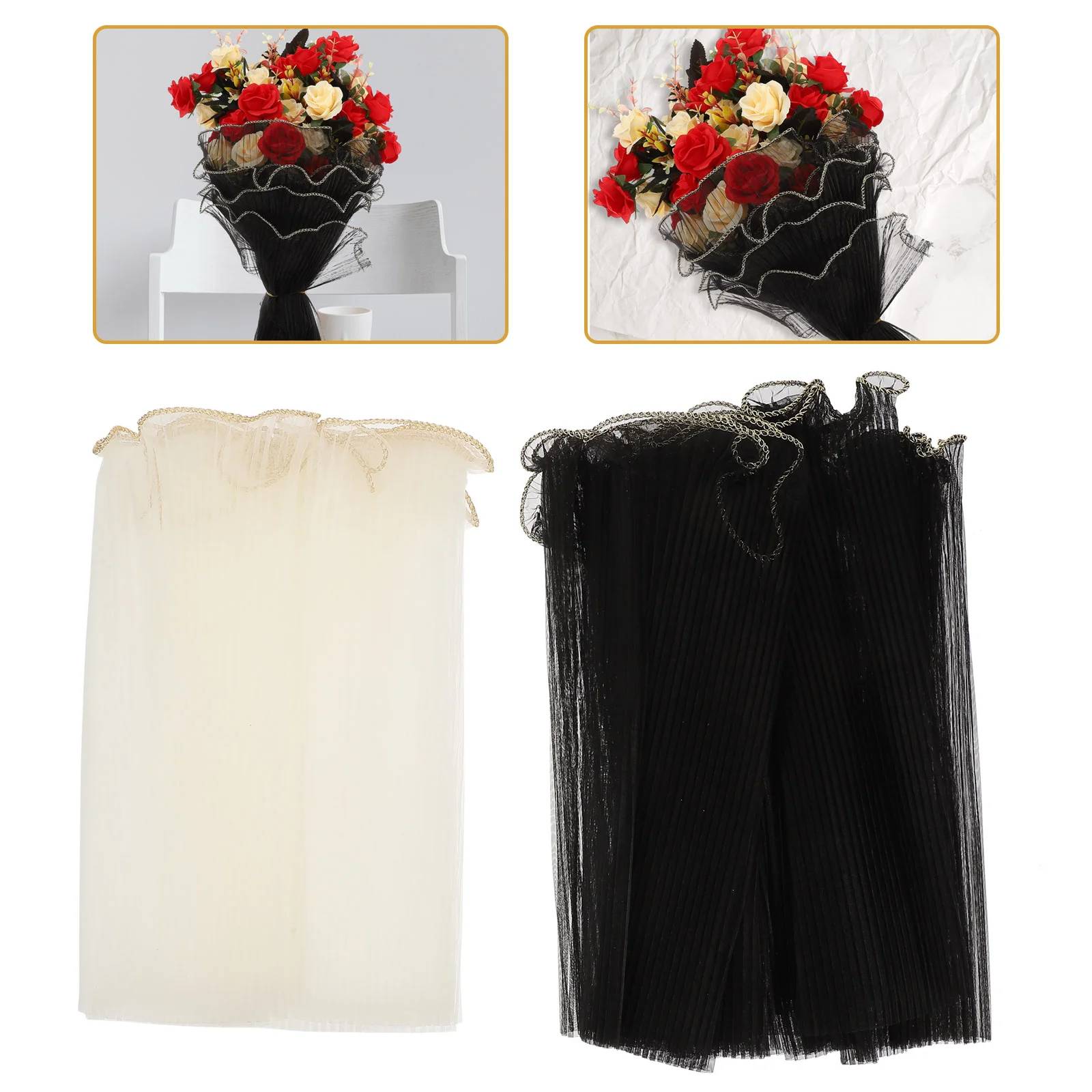 

2 Rolls Of Delicate Floral Decorative Package Yarn Paper Flower Bouquet Wrapping Mesh Yarn For Flower Packaging