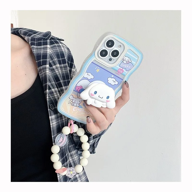 Милый чехол Sanrios Cinnamoroll Bracket Curly для Samsung Galaxy S10 S20 S20FE S21 S21FE S22 S23 S24 S25 S8 S9 Ultra Plus 4G 5G