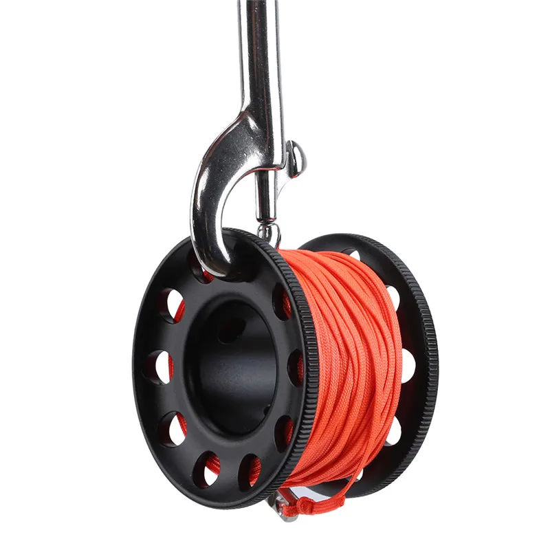 

High Quality Scuba Diving Aluminum Alloy Spool Finger Reel 15m with Stainless Steel Bolt Snap Hook Safe Equipment Accessories