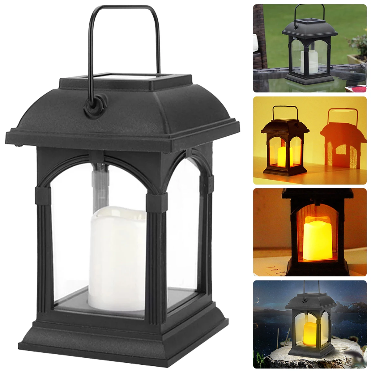 

Solar Handle Candle Lamp Solar Candle Holder Lantern Reusable IP44 Waterproof Hanging LED Light Solar Powered Outdoor Garden