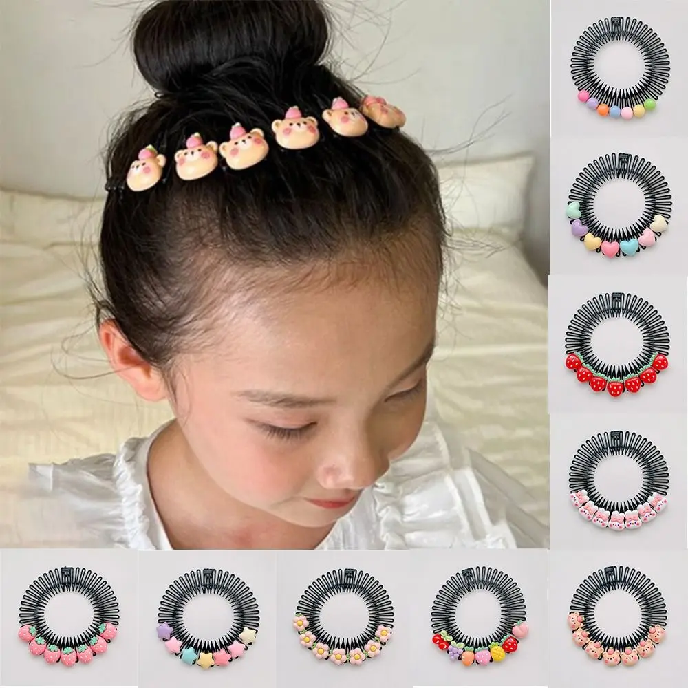 

Spring Cartoon Invisible Extra Hair Holder Fashion Fixed Combs Teeth Strawberry Cartoon Design Hair Styling Comb
