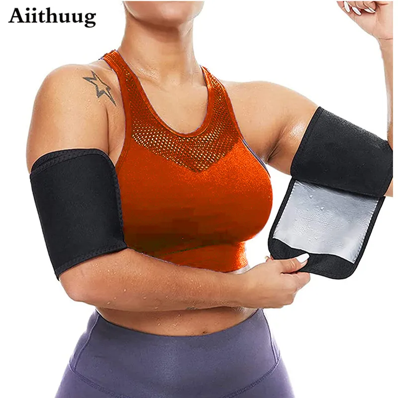 Aiithuug Compression Sweat Bands Arm Trimmers for Women 2 Pack Sauna Sweat Arm Bands Adjustable Arm Trainer Workout Shaper Arms