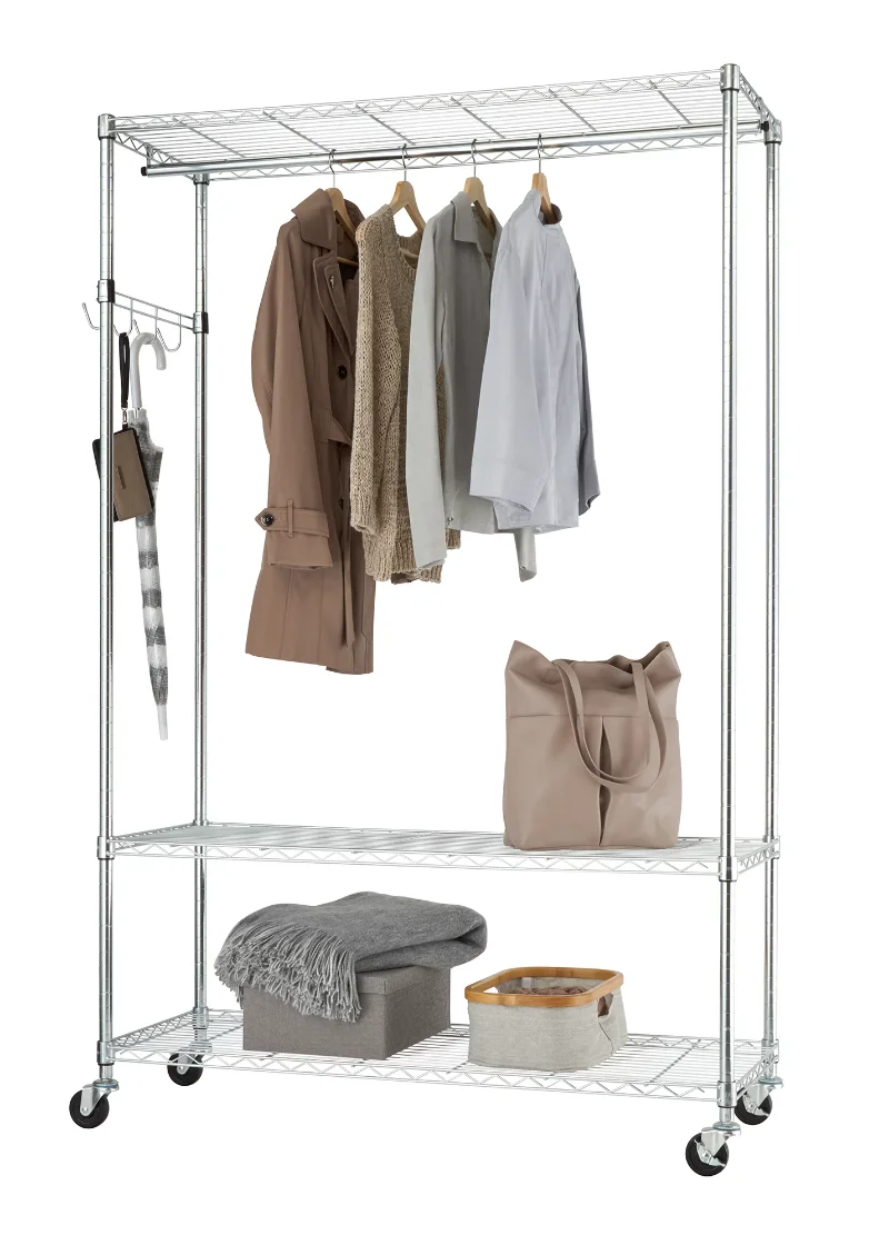 

Trinity EcoStorage 3-Tier Rolling Garment Rack, Metal, Chrome