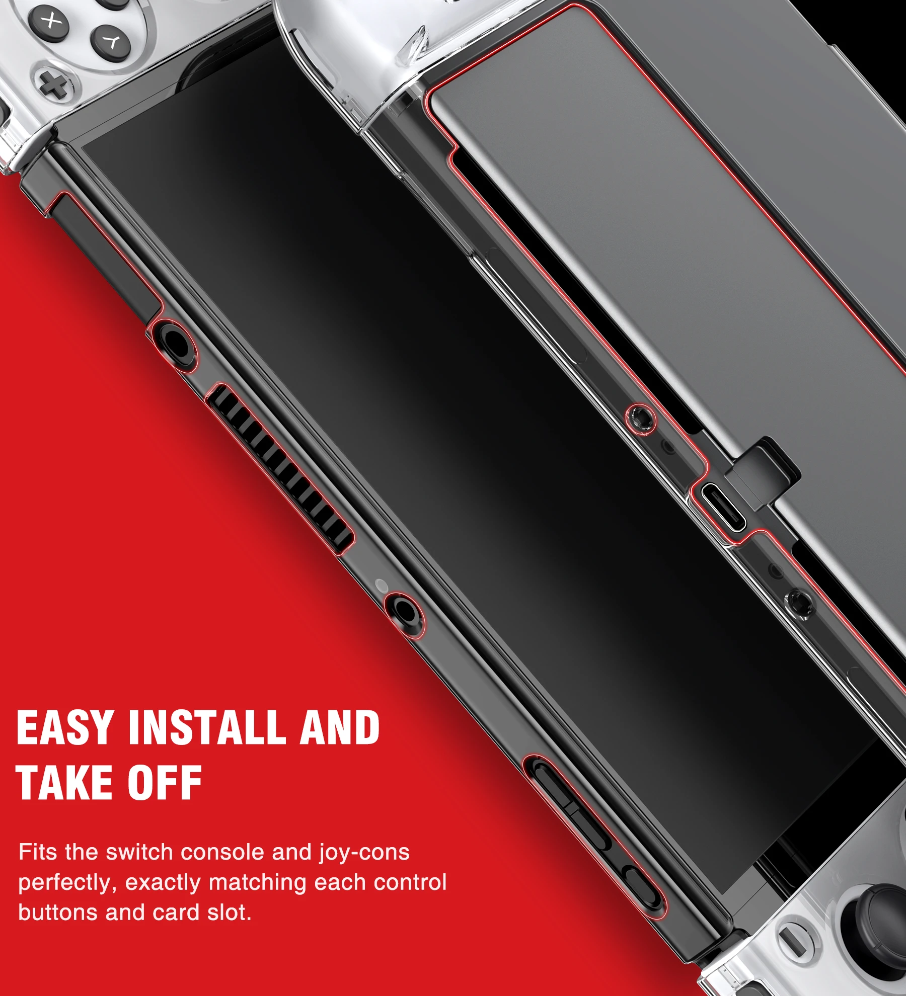 BEBONCOOL Прозрачный чехол для Nintendo Switch OLED джойстик с фотоэлементами переключателей