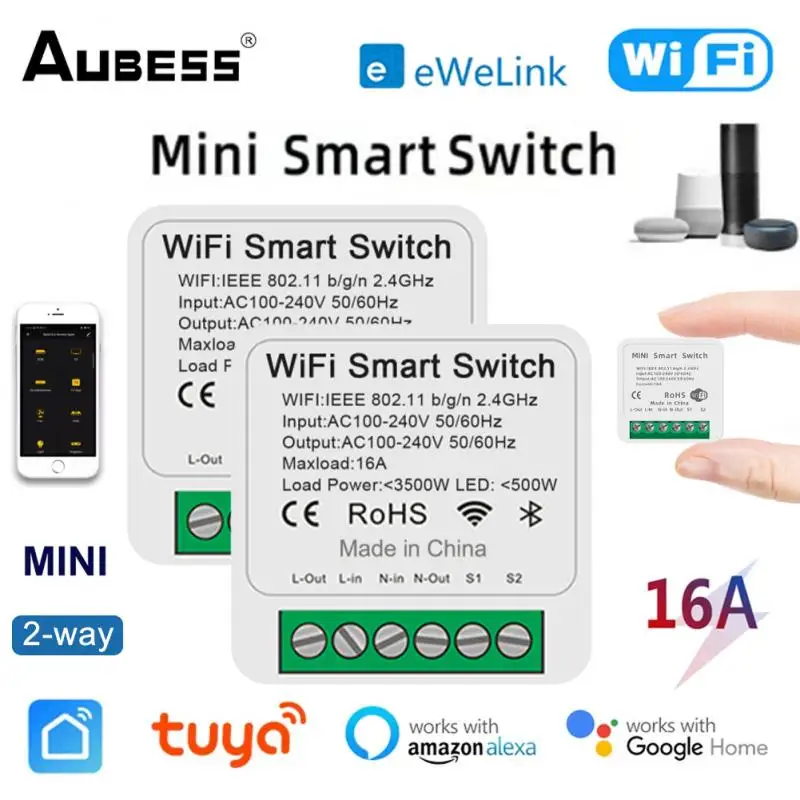 

EWeLink Smat Switch Smart Mini Switch With WiFi Two Way Automation Module Voice Timing Relay Timer, Google Home, Alexa, 16A