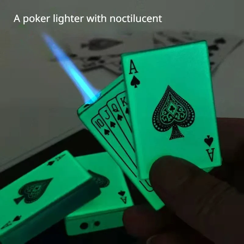 

Playing Cards Shaped Lighter Creative Poker Lighters Jet Flame Butane Windproof Lighter Men's Gift Smoking Accessories