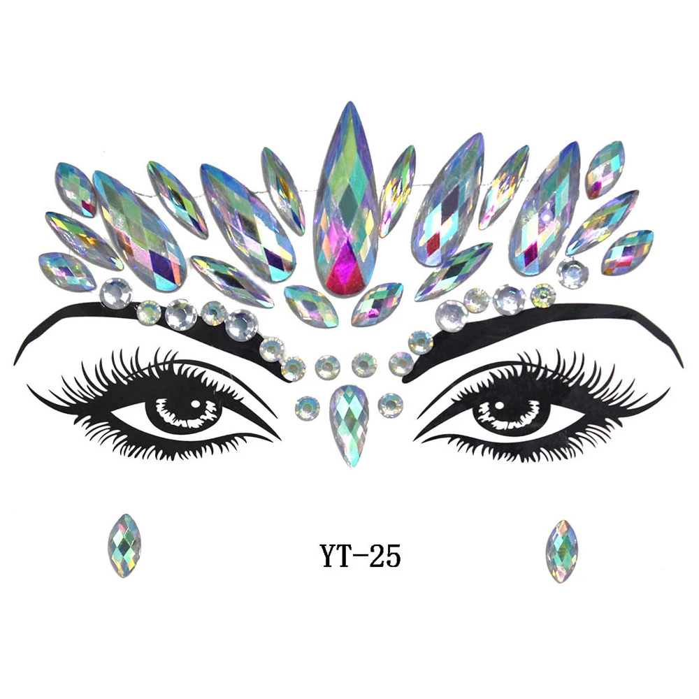 3D Sexy Crystal Face Tattoo Stickers Temporary Eyes Glitter Fake Tattoos Sticker Masquerade Party Face Decoration Jewels Tatoo images - 6