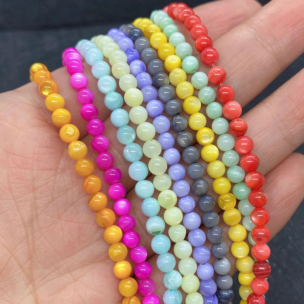 

Natural Seawater Shell Spherical Dyed Loose Beads 3-4mm Charm Fashion Jewelry DIY Making Necklace Bracelet Earring Accessories
