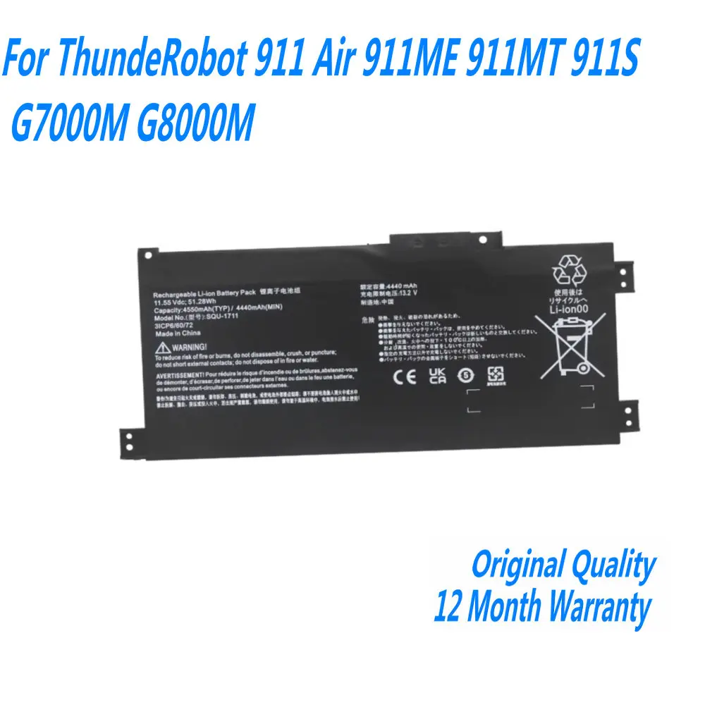 Новая батарея для ноутбука для ThundeRobot 911 Air 911ME 911MT 911S G7000M G8000M SQU-1711 11,55 в 4440 мАч
