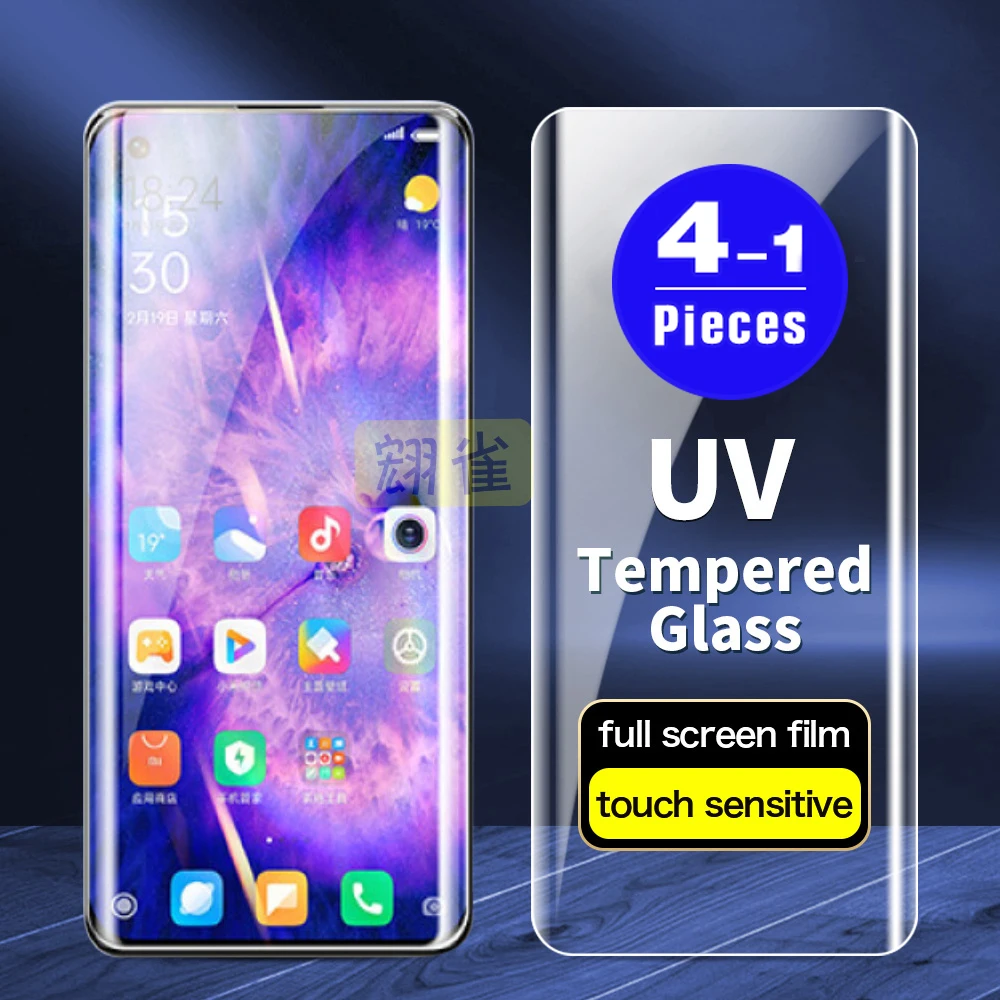 1-4 шт. 9D полное покрытие УФ закаленное стекло для OPPO Find X5 pro X3 X2 X защитная пленка для экрана телефона УФ-стекло пленка для смартфона