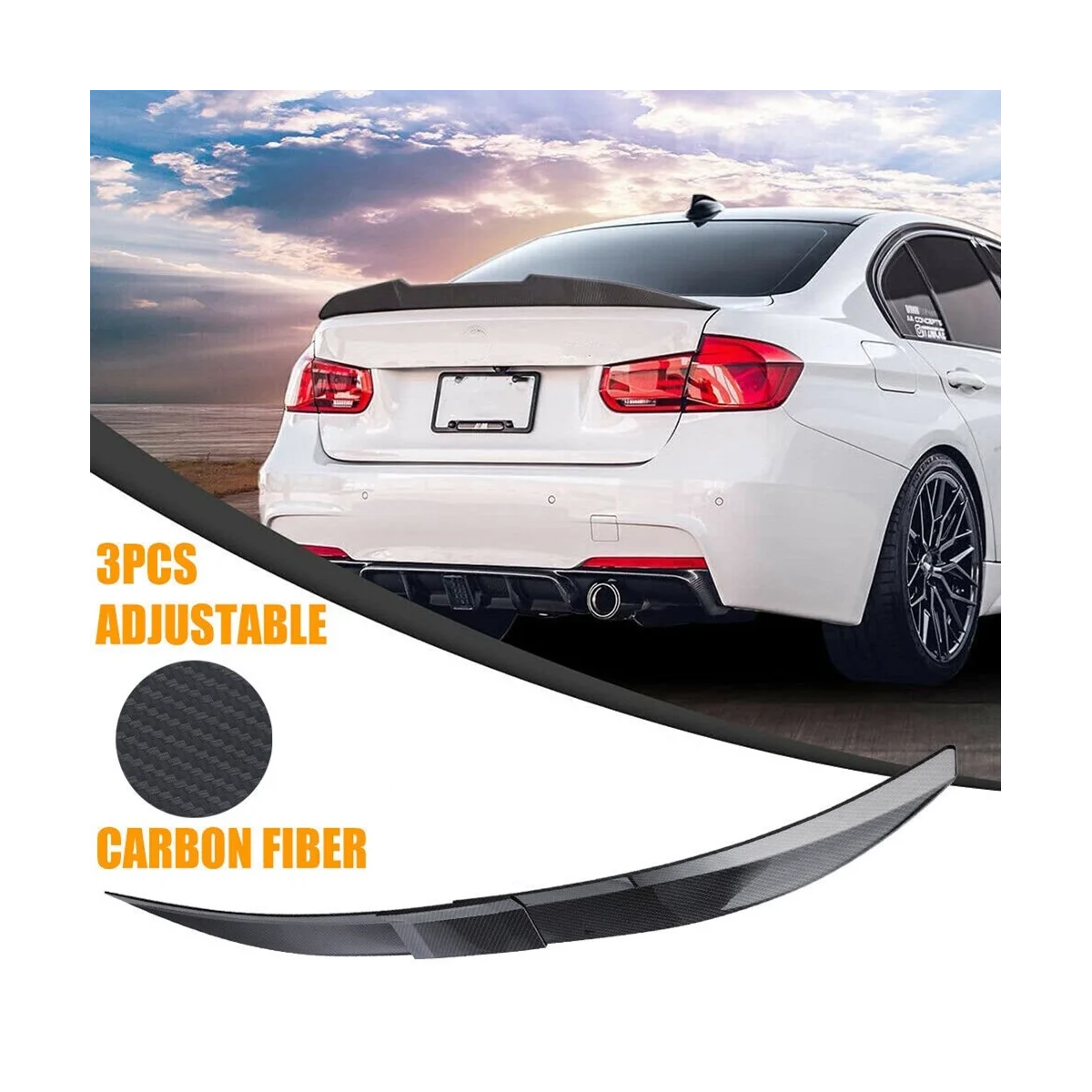 

Universal Car Spoiler, Adjustable Rear Trunk Spoiler Lip Roof Tail Wing Accessories, Carbon Fiber