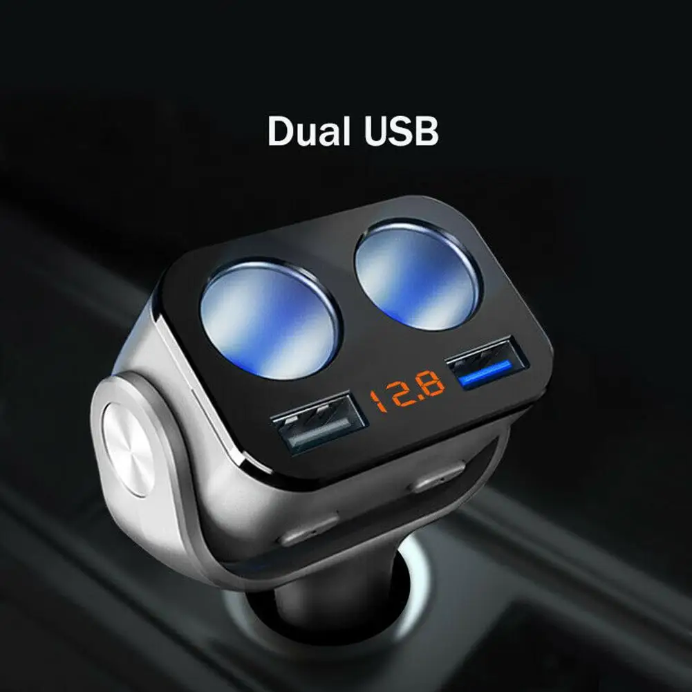 

Car Charger Double Cigarette Lighter Socket Splitter Dual Usb Charging Port Adapter Multi-functional Conversion Plug