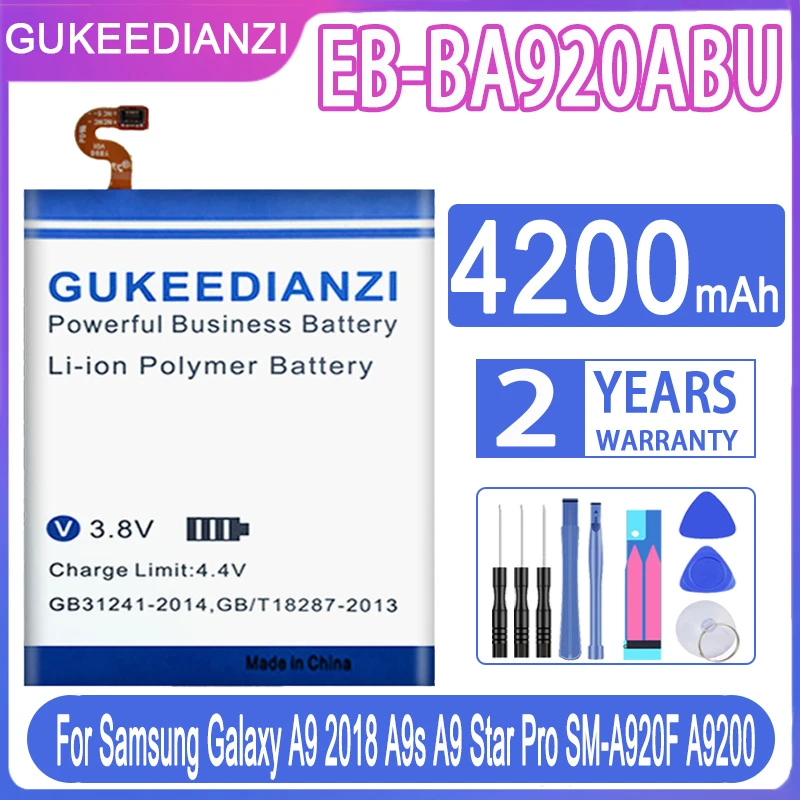 

GUKEEDIANZI For SAMSUNG EB-BA920ABU 4200mAh Battery For Samsung Galaxy A9 2018 A9s A9 Star Pro SM-A920F A9200 Mobile Phone +Tool