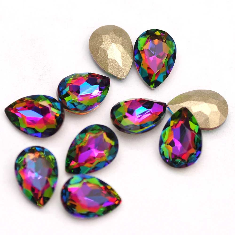 10 шт. 7x10 мм грушевидные Кристальные блестящие стеклянные стразы разных цветов