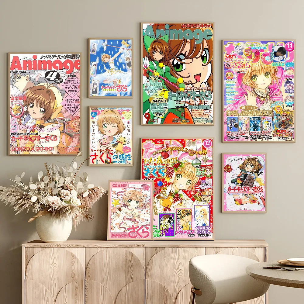 Anime C-Cardcaptor S-Sakura Posters Sticky Waterproof Paper Sticker Coffee House Bar Kawaii Room Decor