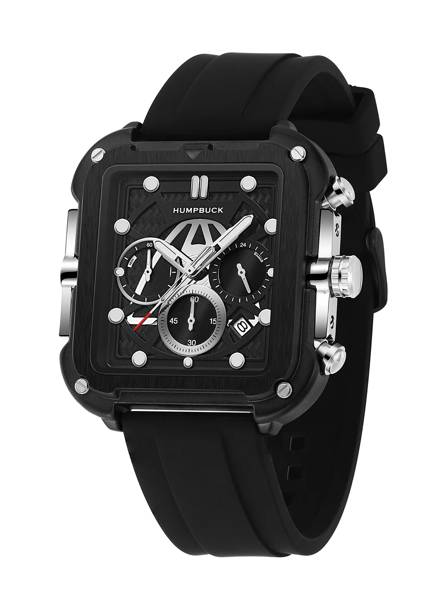Часы HUMPBUCK для мужчин спортивные наручные часы с силиконовым ремешком и функцией