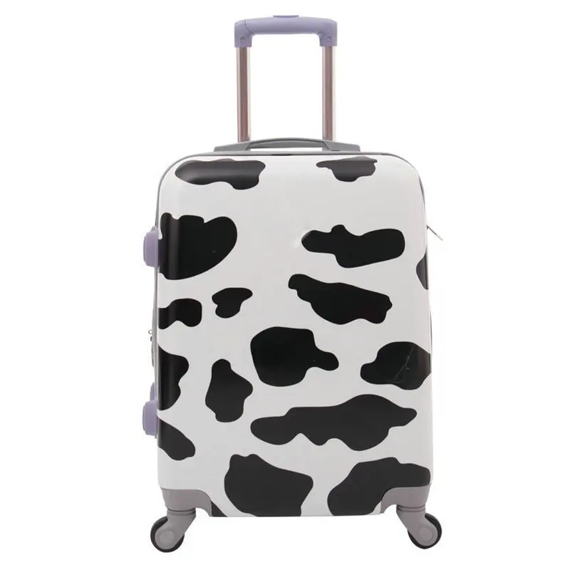 Cow Pattern Travel Suitcase ABS+PC Universal Wheel Trolley Luggage 20