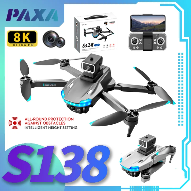 Enlarge PAXA New S138 Mini Drone 4K 8K HD Camera Obstacle Avoidance Optical Flow Positioning Brushless RC Dron Foldable Quadcopter Toys
