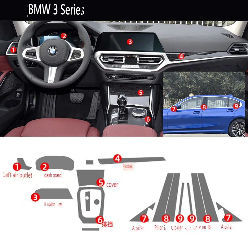 Прозрачная защитная пленка из ТПУ для 2022 дюймовых автомобилей BMW 3