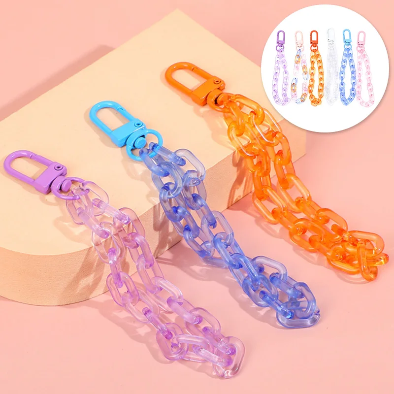 

Acrylic Plastic Link Chain Keychain Macaron Color Handmade Key Ring For Women Girls Handbag Pendant Accessories Friendship Gifts