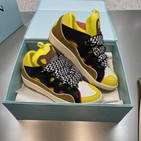 2022 fashion new breathable mens shoes mixed yellow color sneakers all match sports casual shoes genuine leather hip hop style