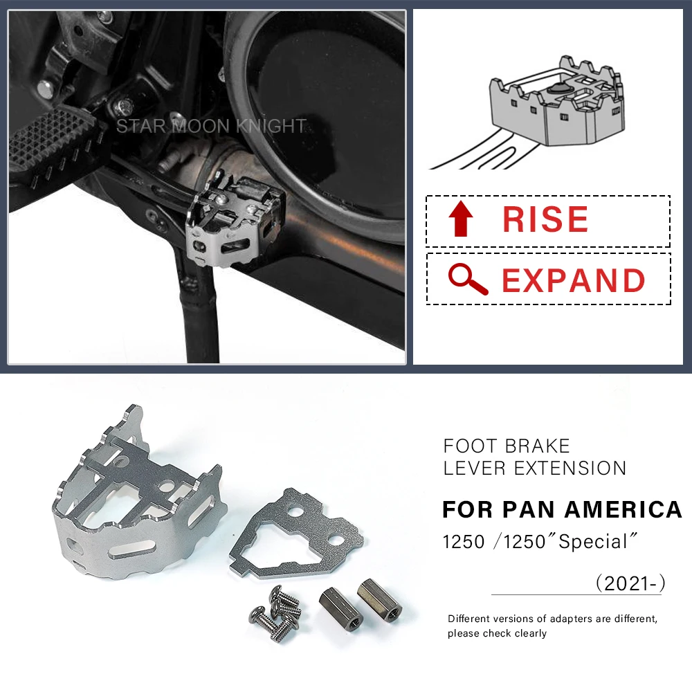 

For Pan America 1250 S Special 2021 - Motorcycle Foot Brake Lever Pedal Extension Heighten Tip Plate PanAmerica PA1250 RA1250