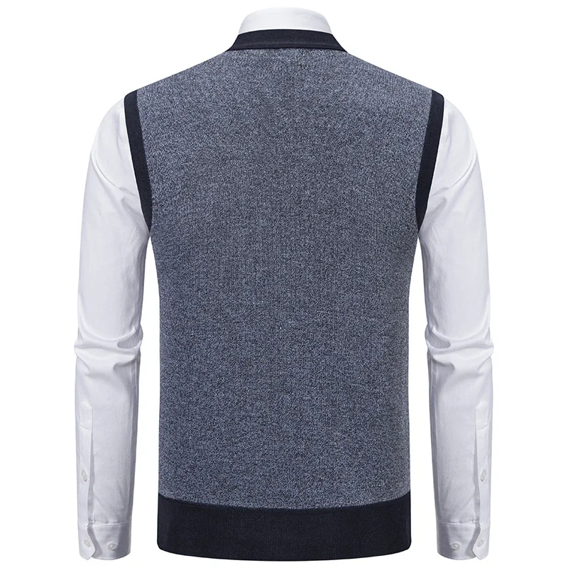 Новинка осенние мужские вязаные жилеты клетчатый Повседневный свитер мужская