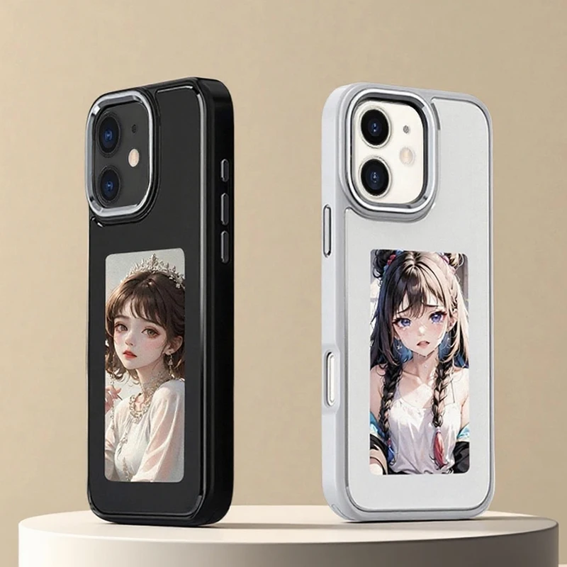 Фото Чехол для телефона с NFC и E-ink экраном, 4 цвета, передача изображений, 3.97 дюйма, для iPhone 16, 15, 14, 13 Pro Max, DIY чехлы с E-ink, чехол для iPhone с E-ink. №4