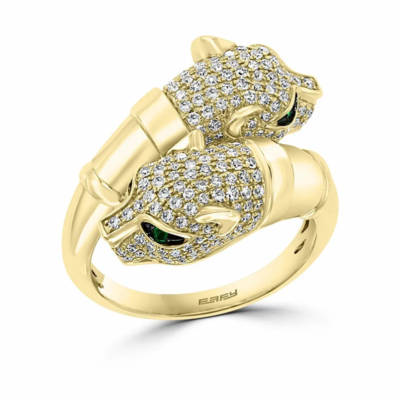 Открытое кольцо в виде головы Пантеры леопарда с зеленым глазом, микро-инкрустированное кристаллическим цирконием Стразы для унисекс, ювелирные изделия для свадьбы, помолвки, вечеринки
