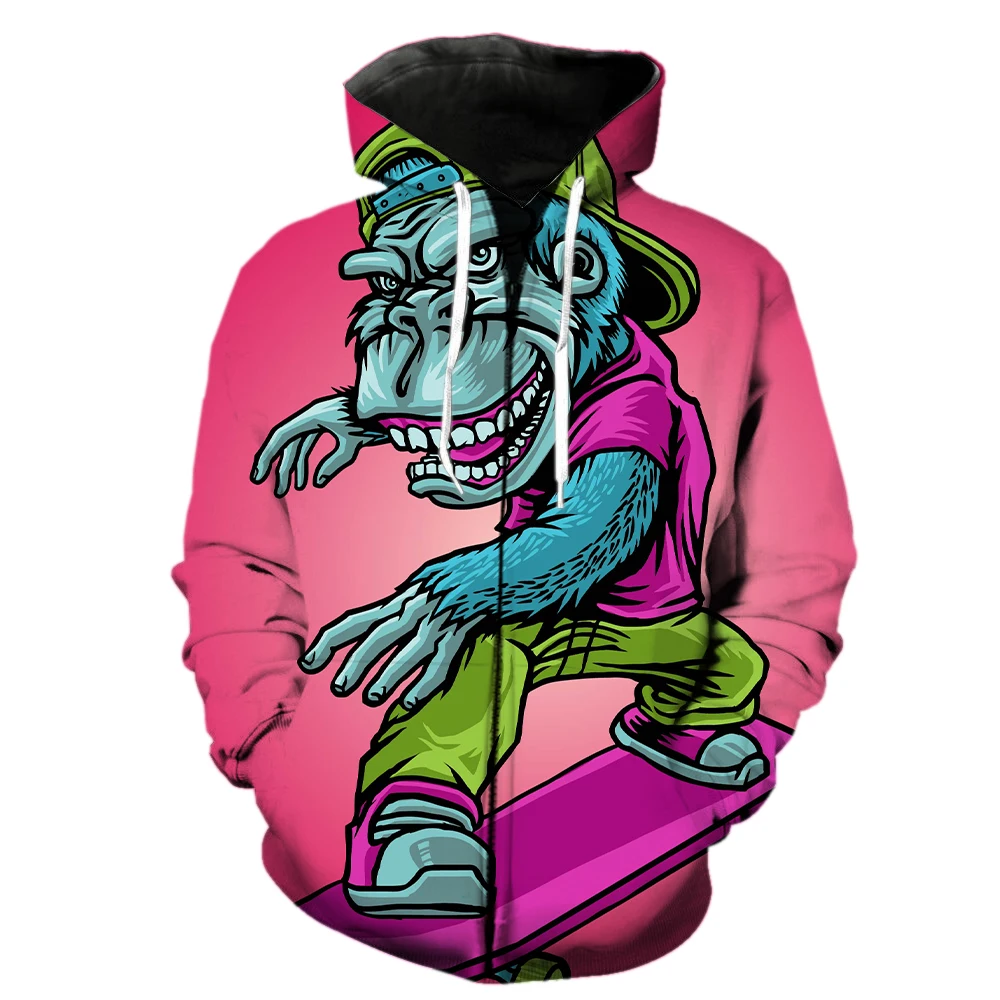 

Толстовка мужская с капюшоном, на молнии, с 3D-принтом