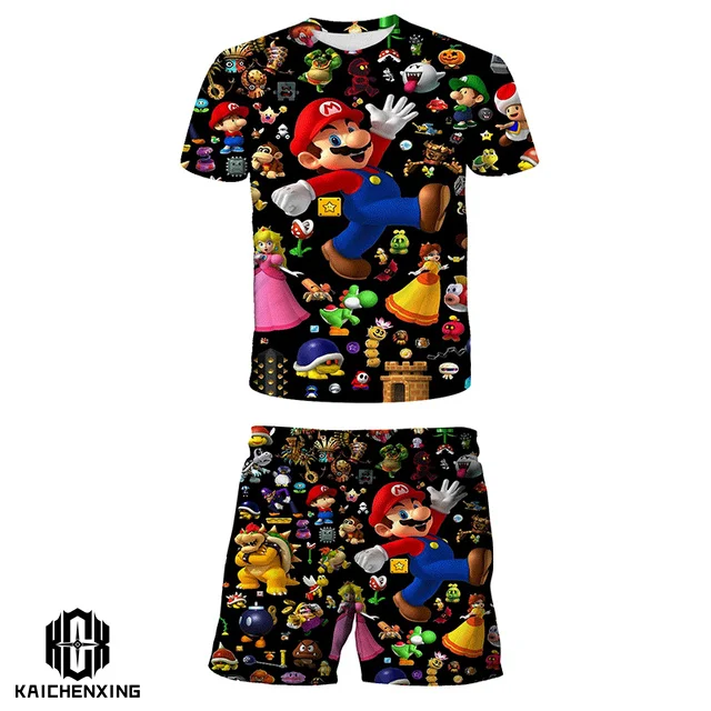 

Mario Bros T Shirts Boys Suit Tshirt Shorts Summer Fashion Mario Bros Tshirt 2 Piece Sets Kids Tracksuit Boy's Oversized Clothes