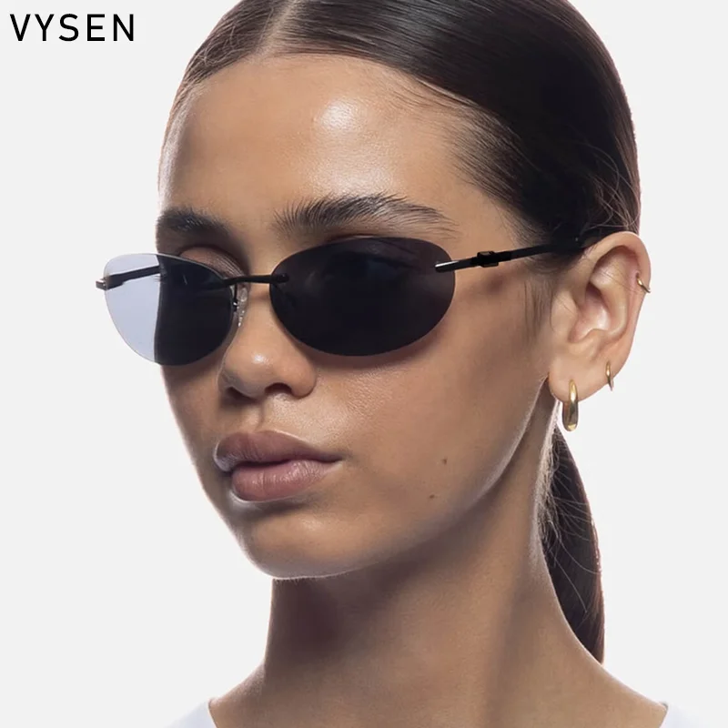 Солнцезащитные очки без оправы для мужчин и женщин небольшие овальные Роскошные