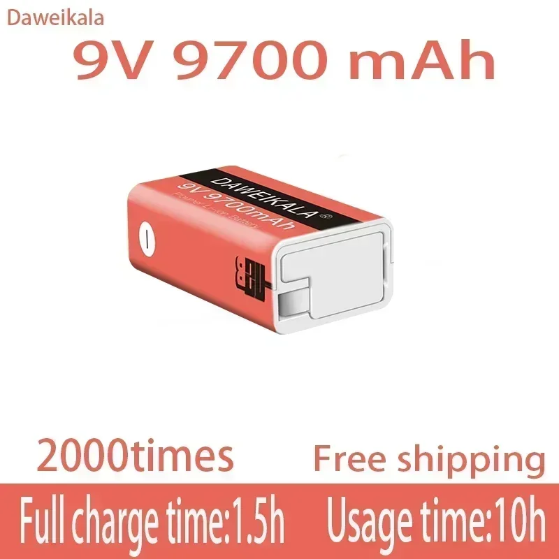 Новая аккумуляторная литий-ионная батарея 9 В 9900 мАч Micro USB литиевая для