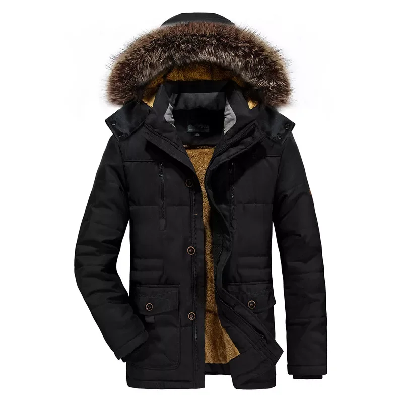 2022NEW Winter Men's Jacket Fashion Men Mid-Long Warm Coats Hooded Coats Casual Outwear Fur Collar Thermal Parkas Men Clothi