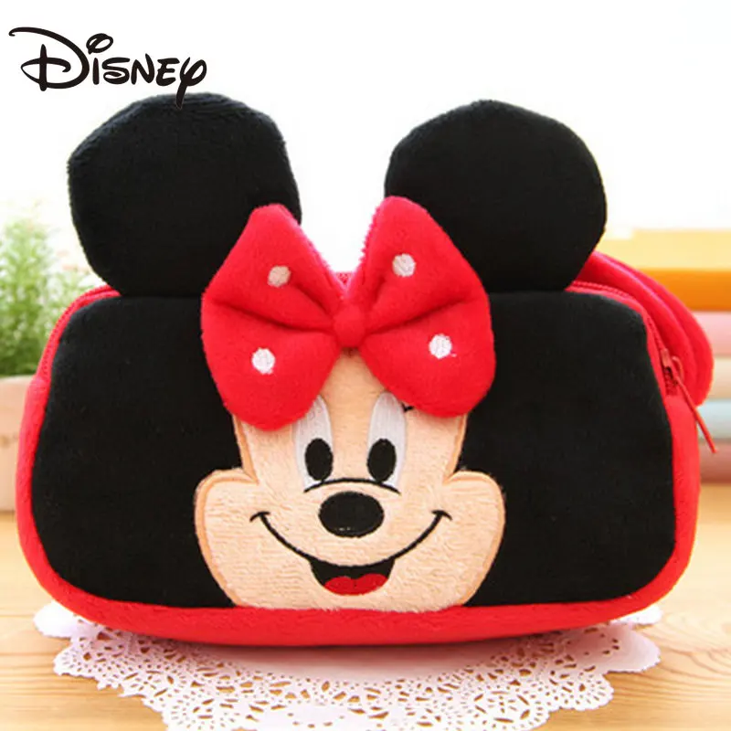 

Disney Authentic Mickey Cartoon Minnie Plush Double Coin Purse One Shoulder Holding Small Bag Cartoon Cute Large Capacity