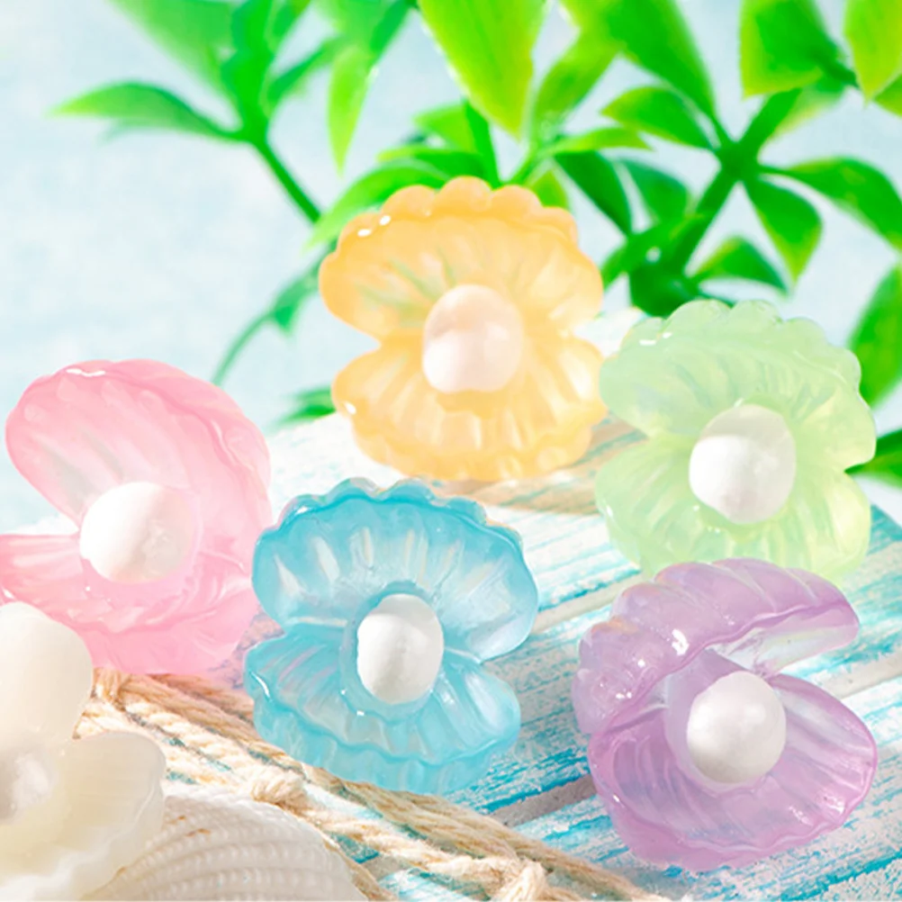 

12Pcs Mini Shell Statue Resin Shell Crafts Garden Miniature Ornament Glow In The Dark Shell Decor