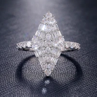 new creative trendy silver plated rhombus engagement rings for women shine white cz stone inlay fashion jewelry wedding band