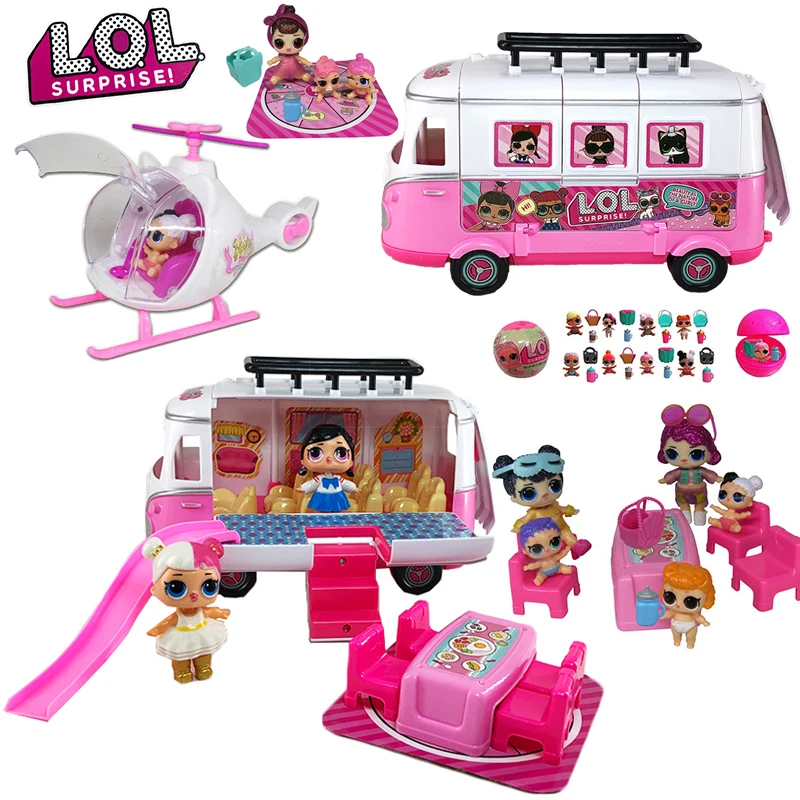 

LOL Surprise Dolls Toys Original Helicopter Picnic Car Set Anime LoL Dolls Action Figures Model Toys for Girls Birthday Gifts